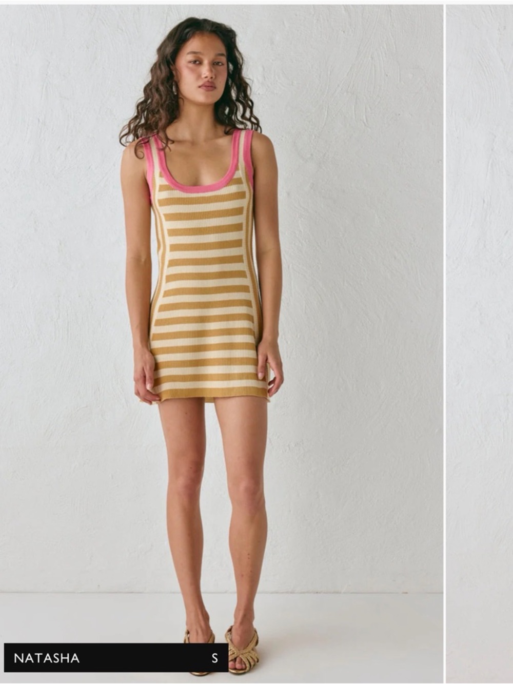 Striped Mini Tank Dress with Bright Pink Trim